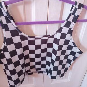 Checkered cropped tank top